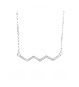 Macro detail of S925 silver wavy pendant featuring pavé-set shimmering zircon stones
