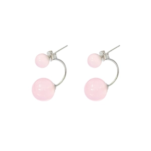 Eleganti orecchini a lobo in argento S925 con doppie perle in cristallo rosa naturale