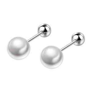 S925 sterling silver double ball stud earrings with a minimalist polished mirror finish