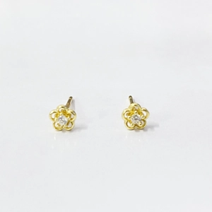 Boucles d'Oreilles Clous Fleur Creuse en Argent Sterling 925 pour Femmes Style Coréen Or Incrustation Zirconia Bijoux Floraux