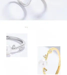 Detailed macro view of 925 silver ring featuring freshwater pearl and cubic zirconia stones