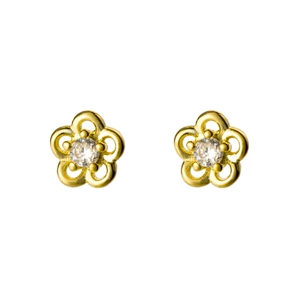 Élégantes boucles d'oreilles fleurs évidées en argent s925 avec zircons scintillants