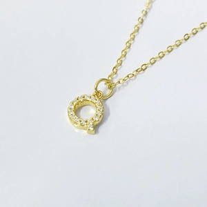 Luxurious gold-plated S925 silver letter Q necklace with sparkling zircon micro-paving