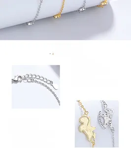 Detail of 925 sterling silver bracelet showing lobster clasp and horse charm