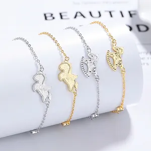 925 Sterling Silver Horse Charm Bracelet For Women Minimalist Rhinestone Inlaid Adjustable Chain Jewelry Birthday Gift