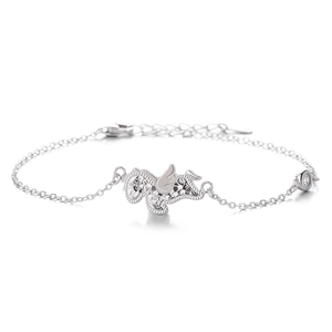 925 silver bracelet featuring a hollow winged horse charm and a round zircon stone