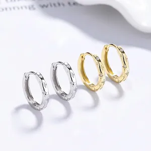 S925 Sterling Silver Star Hoop Earrings For Women Zirconia Inlaid White Gold Plated Small Star Huggie Earrings Jewelry Gift