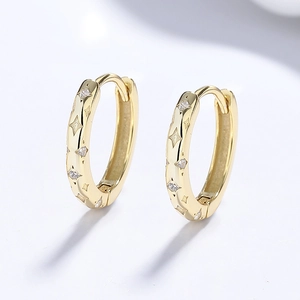 925 silver gold star earrings featuring cubic zirconia in a sparkling hoop design
