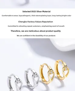 Detailed macro view of S925 silver hollow heart earrings with sparkling zircon inlay