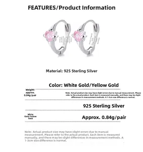Detailed dimensions of 925 silver pink heart earrings with 10.3mm outer diameter