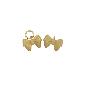 S925 Sterling Silver Bowknot Pendant Matte Texture Cute Bow Charm For DIY Jewelry Bracelet Necklace Findings