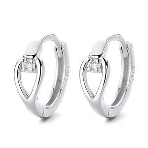 S925 sterling silver hollow heart hoop earrings with round zircon stones for women