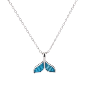 Collier Queue de Baleine en Argent Sterling 925 pour Femmes Filles Pendentif Queue de Sirène en Émail Bleu Bijoux Quotidiens Style Marin Minimaliste