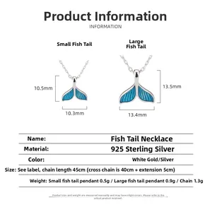 Tableau des tailles pour pendentif queue de sirène en argent S925 et émail bleu