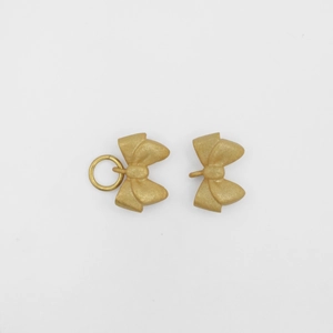 Matte gold bow-shaped S925 sterling silver pendant charm for DIY jewelry making