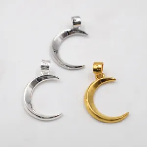 S925 Sterling Silver Crescent Moon Pendant Only For Women Minimalist Inlaid Rhinestone Gold Silver White Gold DIY Accessories Without Chain