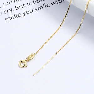 Adjustable 18k gold plated S925 sterling silver box chain with needle pin and spring clasp