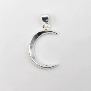 Polished S925 sterling silver crescent moon pendant with a minimalist design and bail