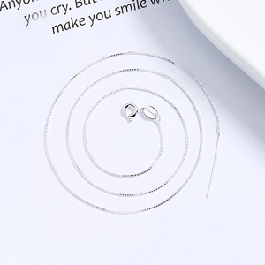 S925 sterling silver box chain necklace with adjustable needle and spring clasp closure