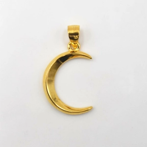 Polished gold crescent moon pendant in S925 sterling silver for DIY jewelry making