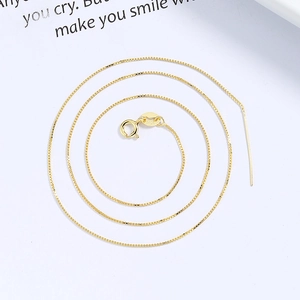 Adjustable S925 sterling silver 18k gold plated box chain with needle for DIY pendants