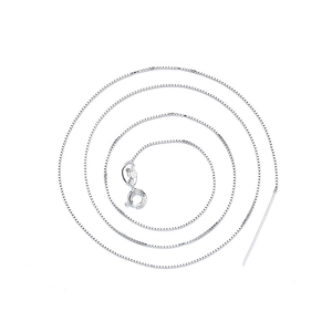 Adjustable S925 sterling silver box chain with needle tip and spring clasp on white background