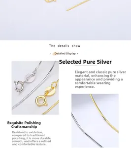 Detailed close-up showing S925 sterling silver hallmark and polished snake chain texture