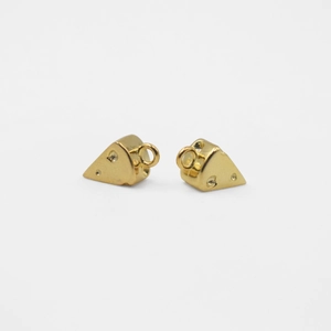 Golden cheese-shaped S925 sterling silver charms with realistic holes for DIY jewelry making