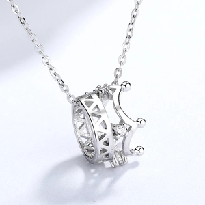 Collier couronne en argent sterling 925 orné de pierres d'oxydes de zirconium