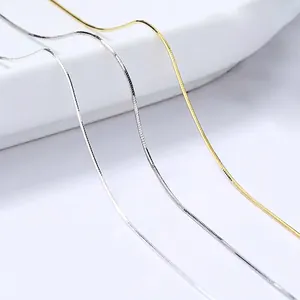 S925 Sterling Silver Snake Chain Necklace For Women Minimalist DIY Beadable Bare Chain Gold Silver Fashion Jewelry Neck Chain
