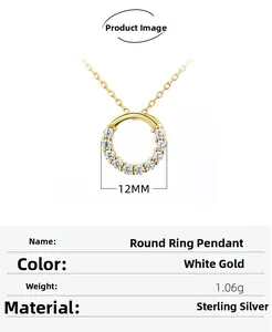 Macro detail of a 12mm silver ring pendant with sparkling white cubic zirconia stones