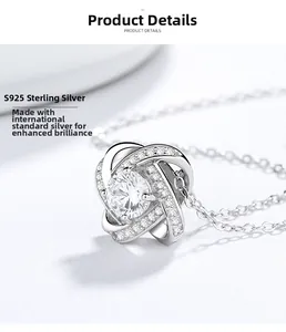 Macro shot of 925 silver four-leaf clover pendant with large cubic zirconia stone