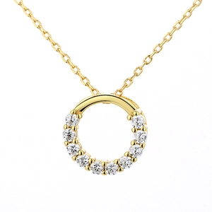 Elegant gold S925 silver necklace featuring a circular pave diamond pendant design