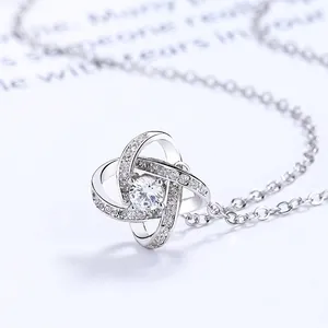 925 Sterling Silver Clover Heart Zirconia Pendant Necklace For Women Rose Gold Platinum Plated Elegant Korean Jewelry Gift