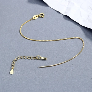 Minimalistisches S925 Sterlingsilber Box-Armband in Gold mit verstellbarem Federverschluss
