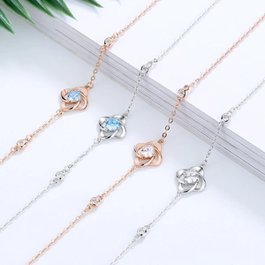 S925 Sterling Silber Kleeblatt Armbänder mit Zirkon in Roségold und Silber Ausführung