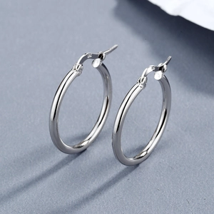Minimalist 925 Sterling Silver Hoop Earrings For Women Korean Style Geometric Round Circle Earrings Gold Silver Jewelry