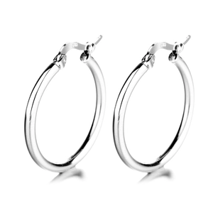 Classic minimalist 925 sterling silver geometric hollow hoop earrings with high polish