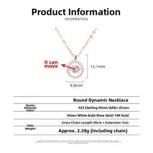 Detailed specs of S925 sterling silver dancing stone necklace with AAA+ cubic zirconia