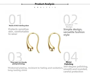 Detail showing polished S925 sterling silver golden teardrop earrings and craftsmanship