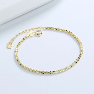 Sparkling S925 sterling silver cauliflower chain bracelet with star charm and gold plating