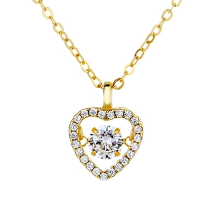 Elegante goldene S925 Silberkette mit funkelndem Herzanhänger und Zirkonia-Stein