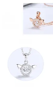 Détails du collier ailes d'ange en argent sterling S925 avec pierre dansante