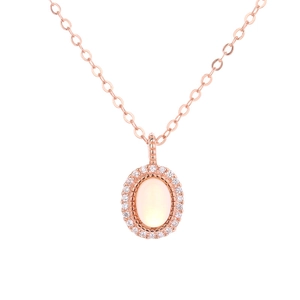 Minimalist 925 sterling silver geometric moonstone pendant necklace in rose gold finish