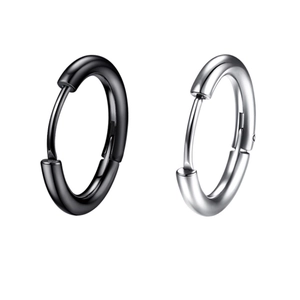 Classic S925 sterling silver hoop earrings in polished black and silver finishes