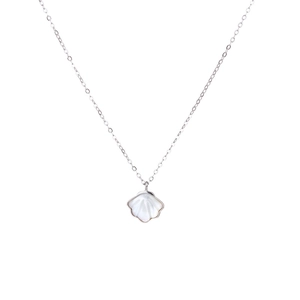Elegant 925 sterling silver shell pendant necklace with white mother of pearl inlay