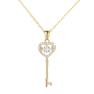 Elegante S925 Sterling Silber Halskette mit Herzschlüssel-Anhänger und Zirkonia-Stein