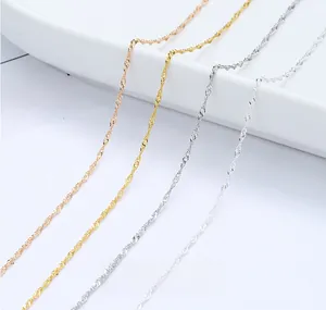Detailed close-up of S925 sterling silver water wave chains in multiple color finishes