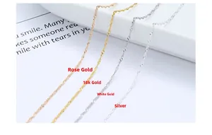 Detail of S925 sterling silver water wave chains in rose gold, gold, silver and white gold