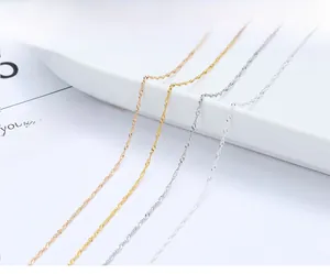 Detailed view of S925 sterling silver water wave chains in rose gold, gold, and silver